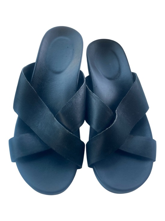Banana Republic Shoes - Banana Republic Black leather Crisscross Slide Sandals 7